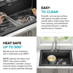 33” Drop In / Undermount Single Bowl Granite Kitchen Sink in Black