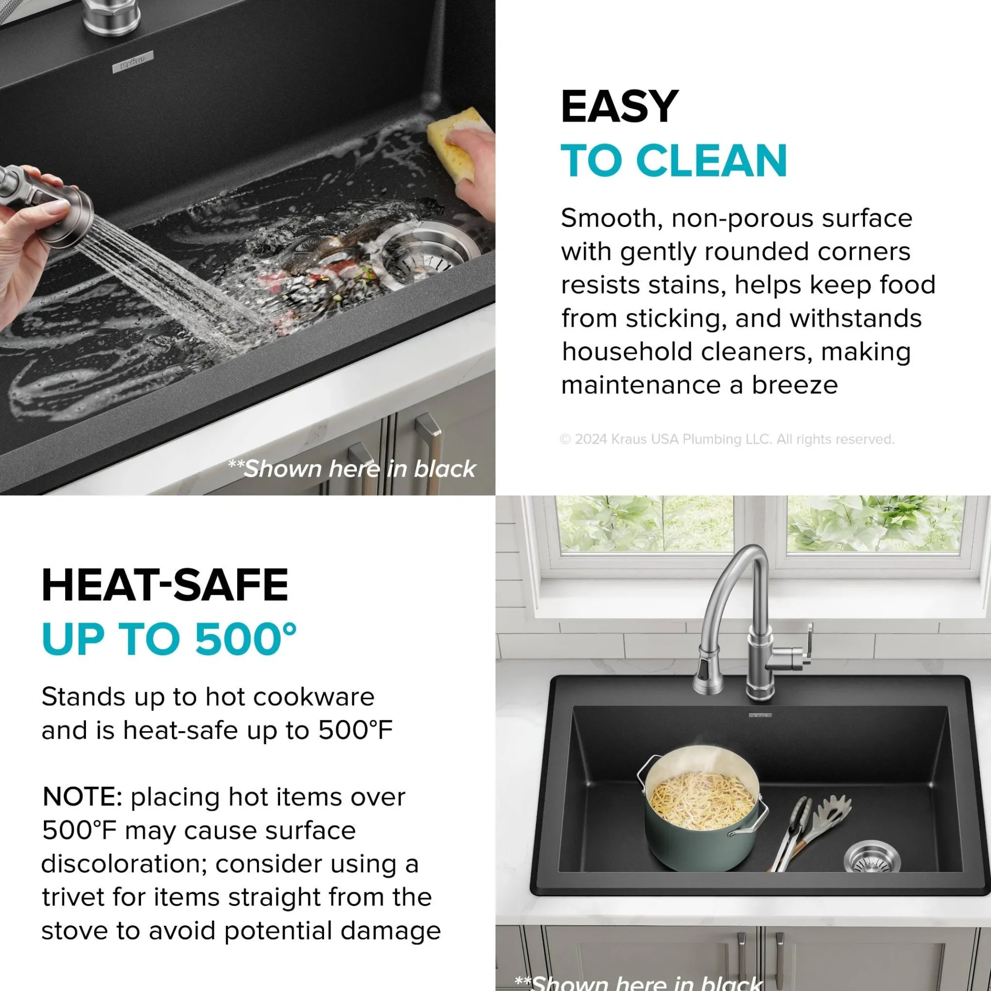 33” Drop In / Undermount Single Bowl Granite Kitchen Sink in Grey