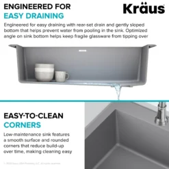 33” Drop In / Undermount Single Bowl Granite Kitchen Sink in Grey