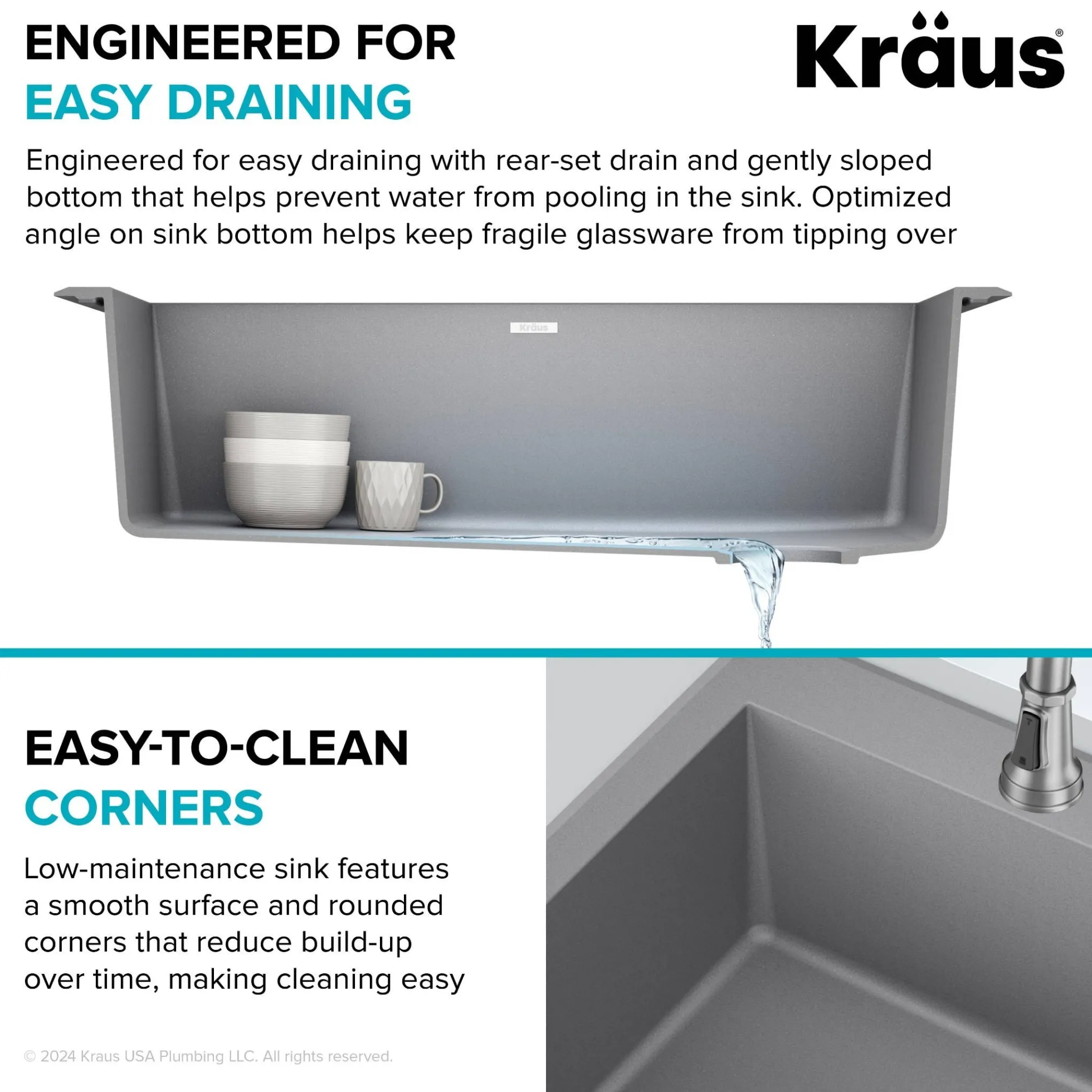 33” Drop In / Undermount Single Bowl Granite Kitchen Sink in Grey