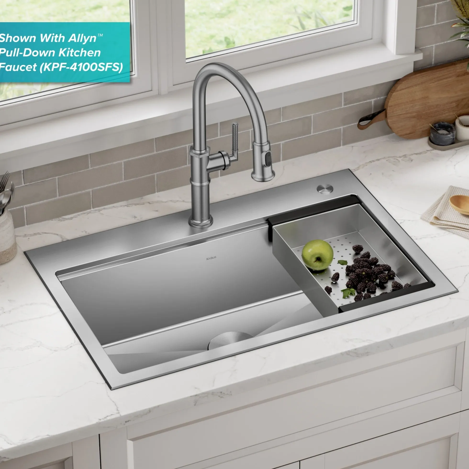 32" Drop In / Undermount Workstation 18 Gauge Single Bowl Stainless Steel Kitchen Sink with Accessories