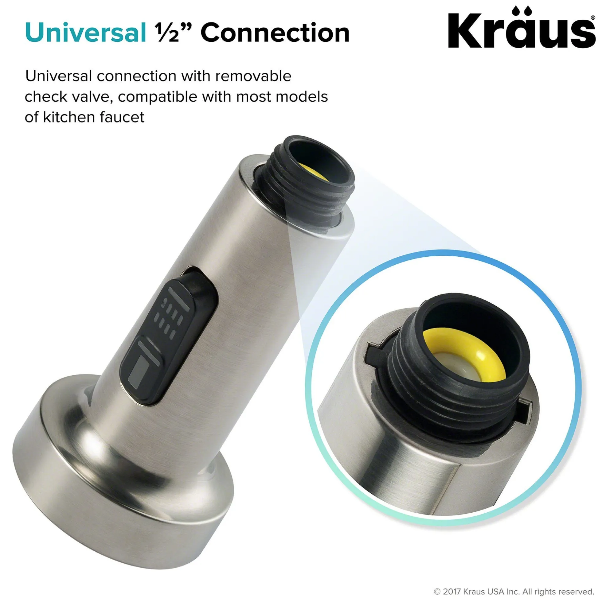 Dual Function Kitchen Faucet Sprayer in Stainless Steel