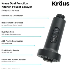 Dual Function Kitchen Faucet Sprayer in Matte Black