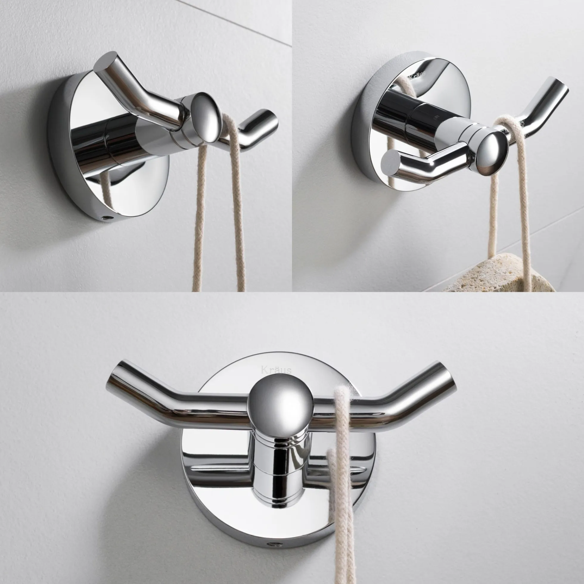 Elie 4-Piece Bath Hardware Set with 24" Towel Bar, Paper Holder, Towel Ring and Robe Hook in Chrome