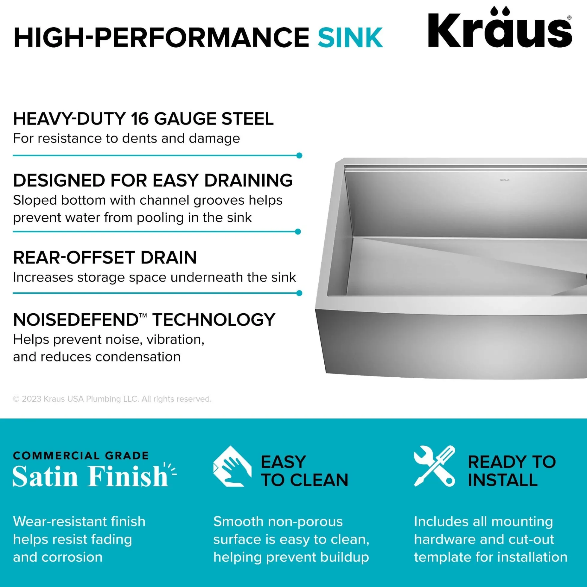 33" Farmhouse Workstation 16 Gauge Single Bowl Stainless Steel Kitchen Sink with Accessories