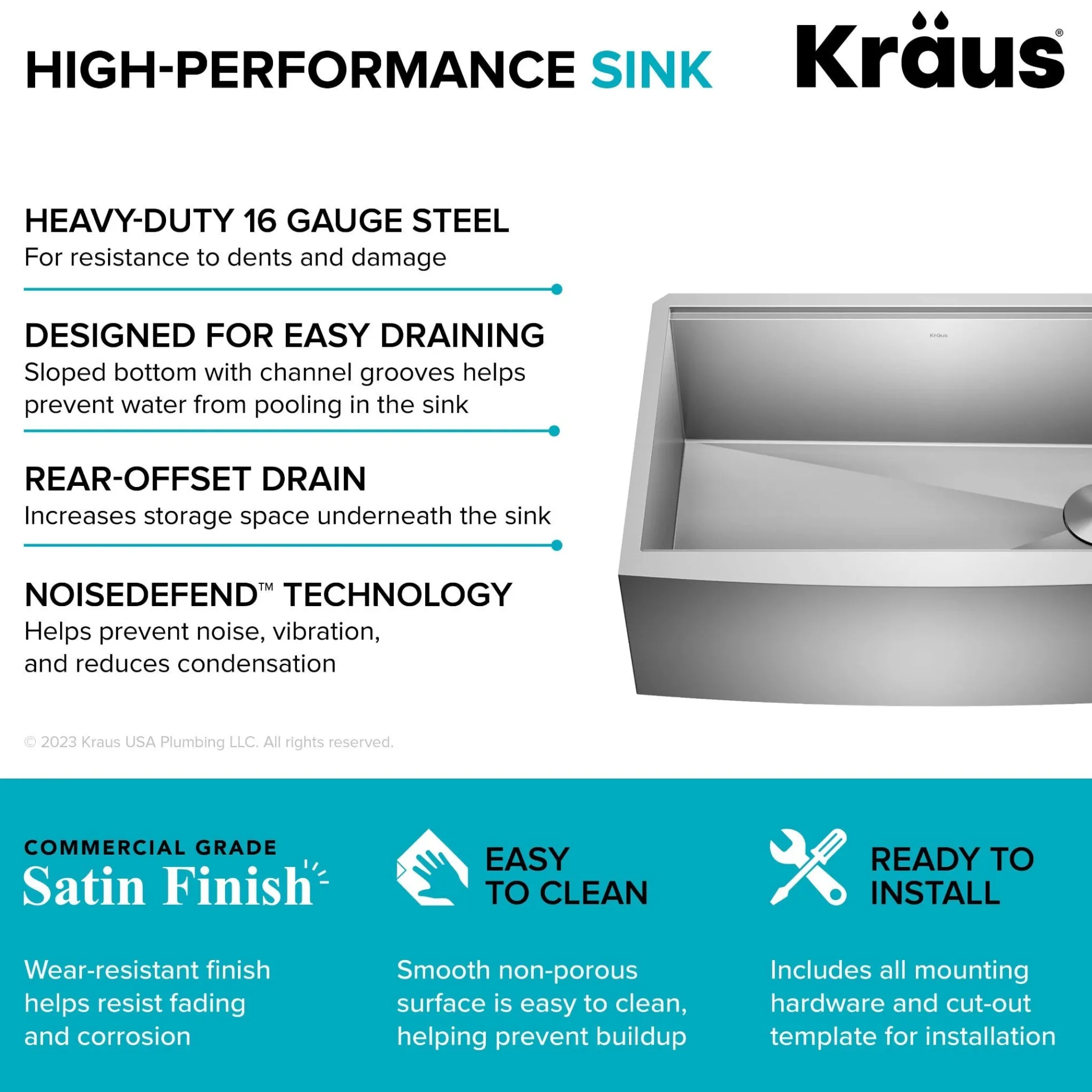 30" Farmhouse Workstation 16 Gauge Single Bowl Stainless Steel Kitchen Sink with Accessories