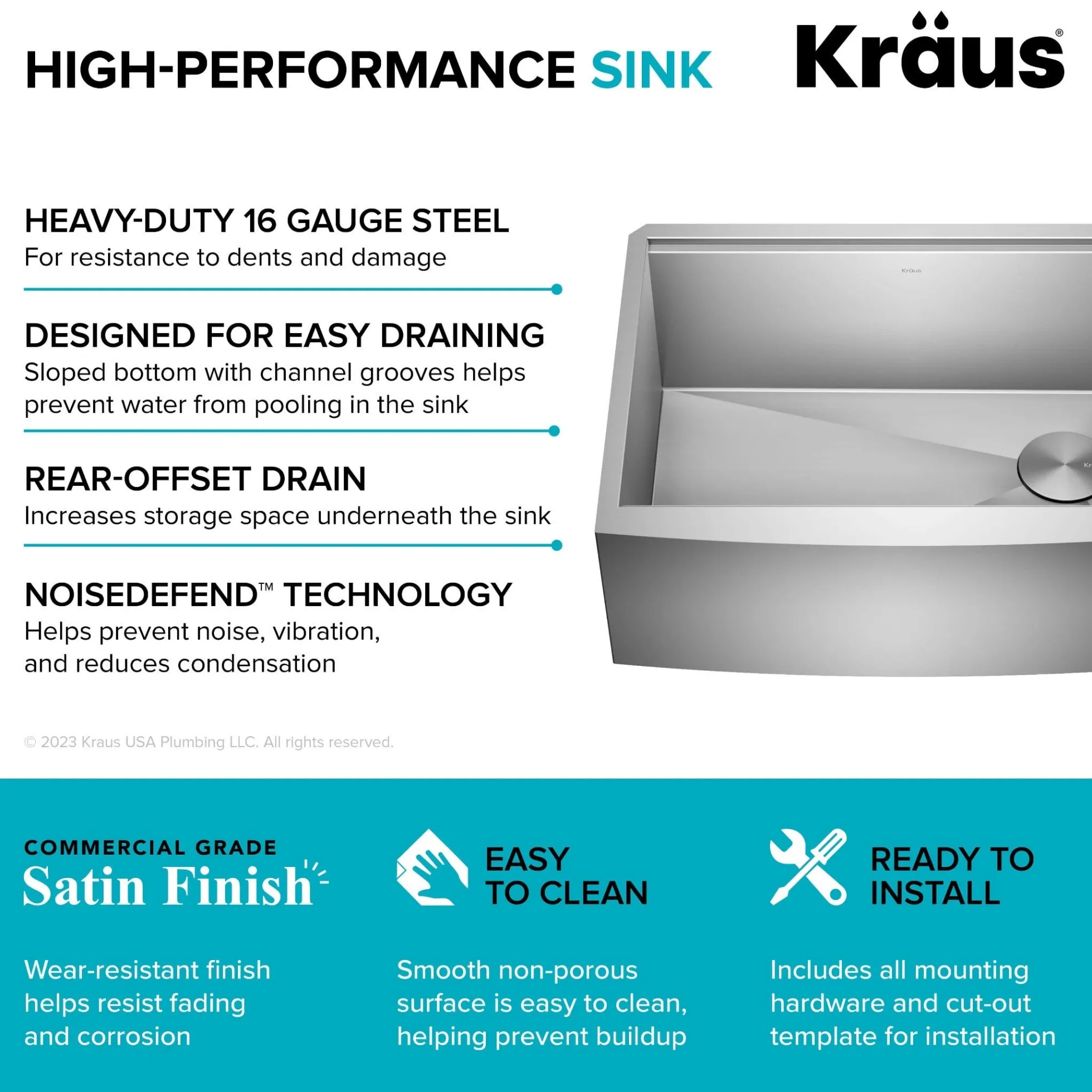 27" Farmhouse Workstation 16 Gauge Single Bowl Stainless Steel Kitchen Sink with Accessories