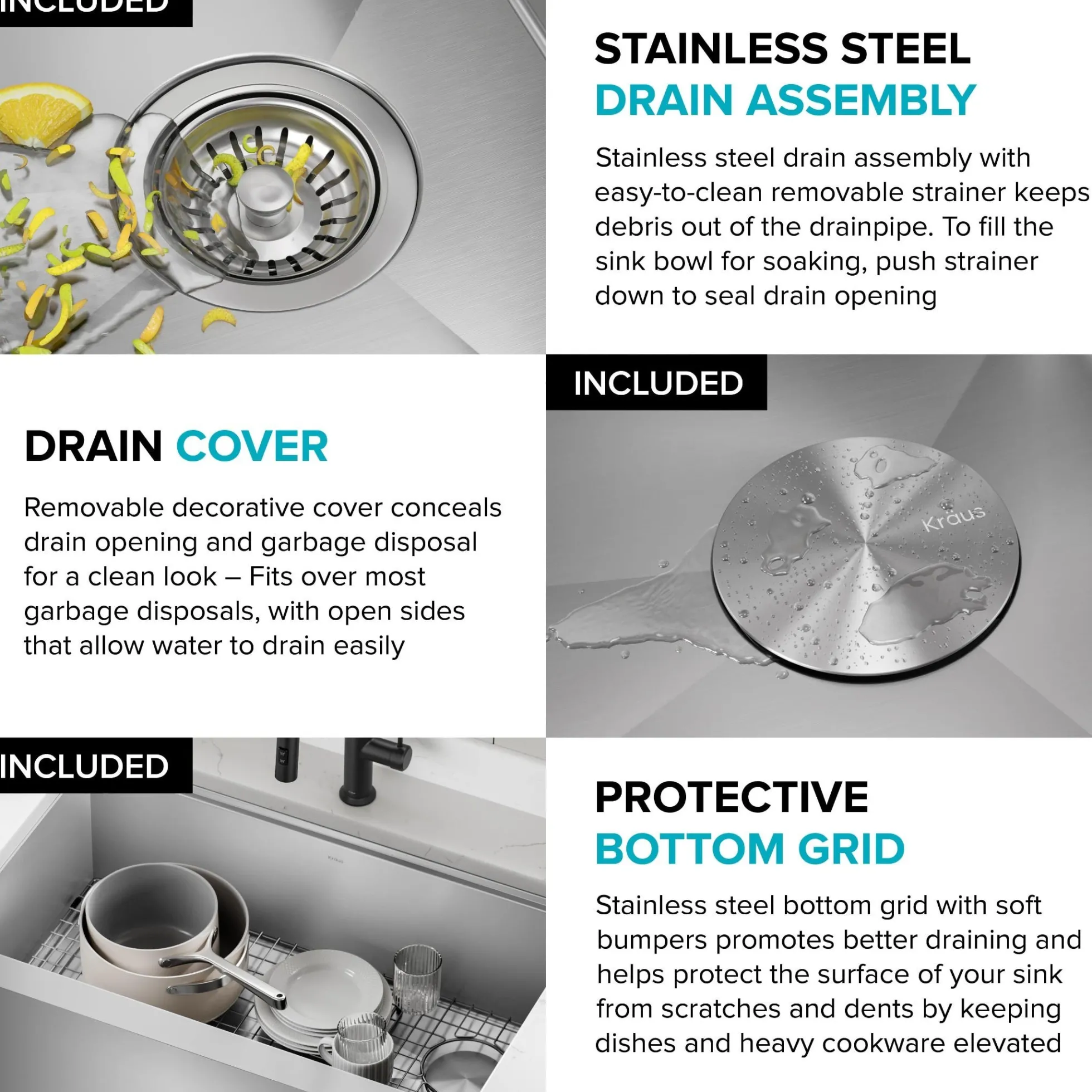 27" Farmhouse Workstation 16 Gauge Single Bowl Stainless Steel Kitchen Sink with Accessories
