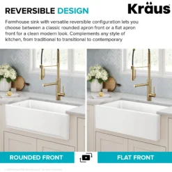 33” Fireclay Farmhouse Kitchen Sink Reversible Apron Front Double Bowl with Low Divider in Gloss White