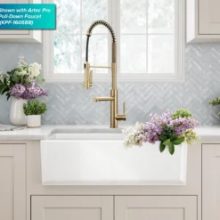 33” Fireclay Farmhouse Kitchen Sink Reversible Apron Front Double Bowl with Low Divider in Gloss White