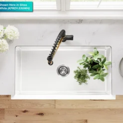 33” Fireclay Farmhouse Kitchen Sink Reversible Apron Front Single Bowl in Matte White