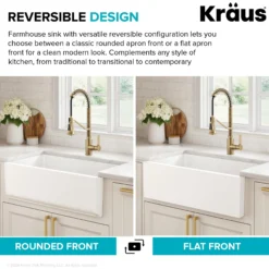 33” Fireclay Farmhouse Kitchen Sink Reversible Apron Front Single Bowl in Matte White