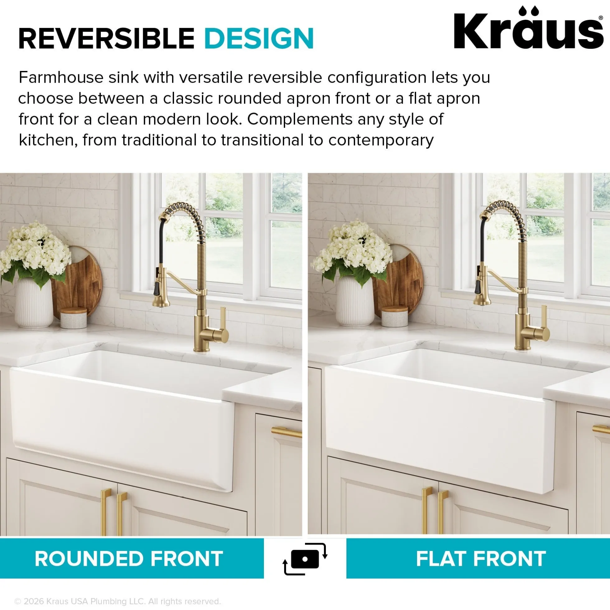 33” Fireclay Farmhouse Kitchen Sink Reversible Apron Front Single Bowl in Matte White
