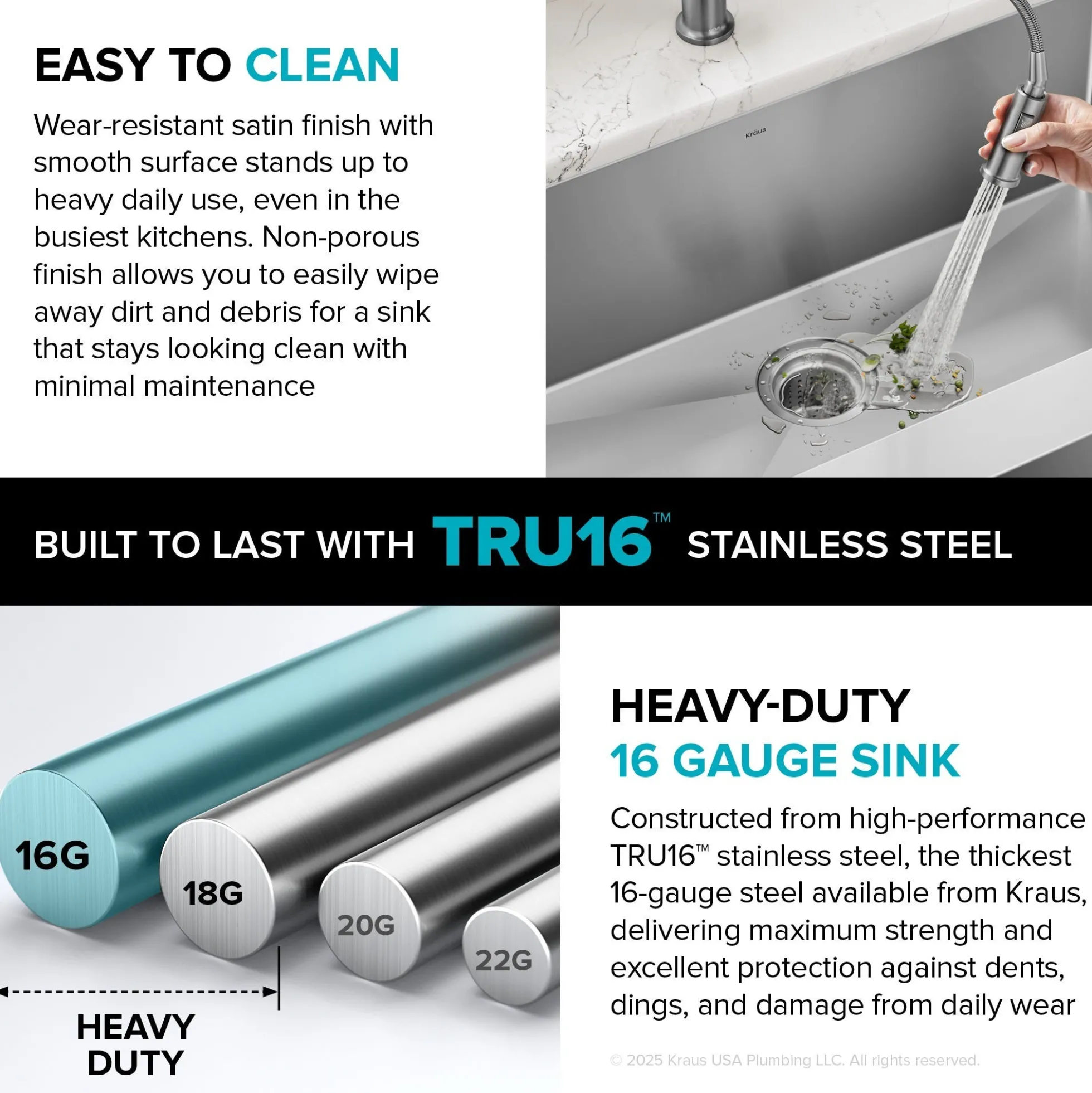 33" Flat Apron Front Farmhouse 16 Gauge Single Bowl Stainless Steel Kitchen Sink