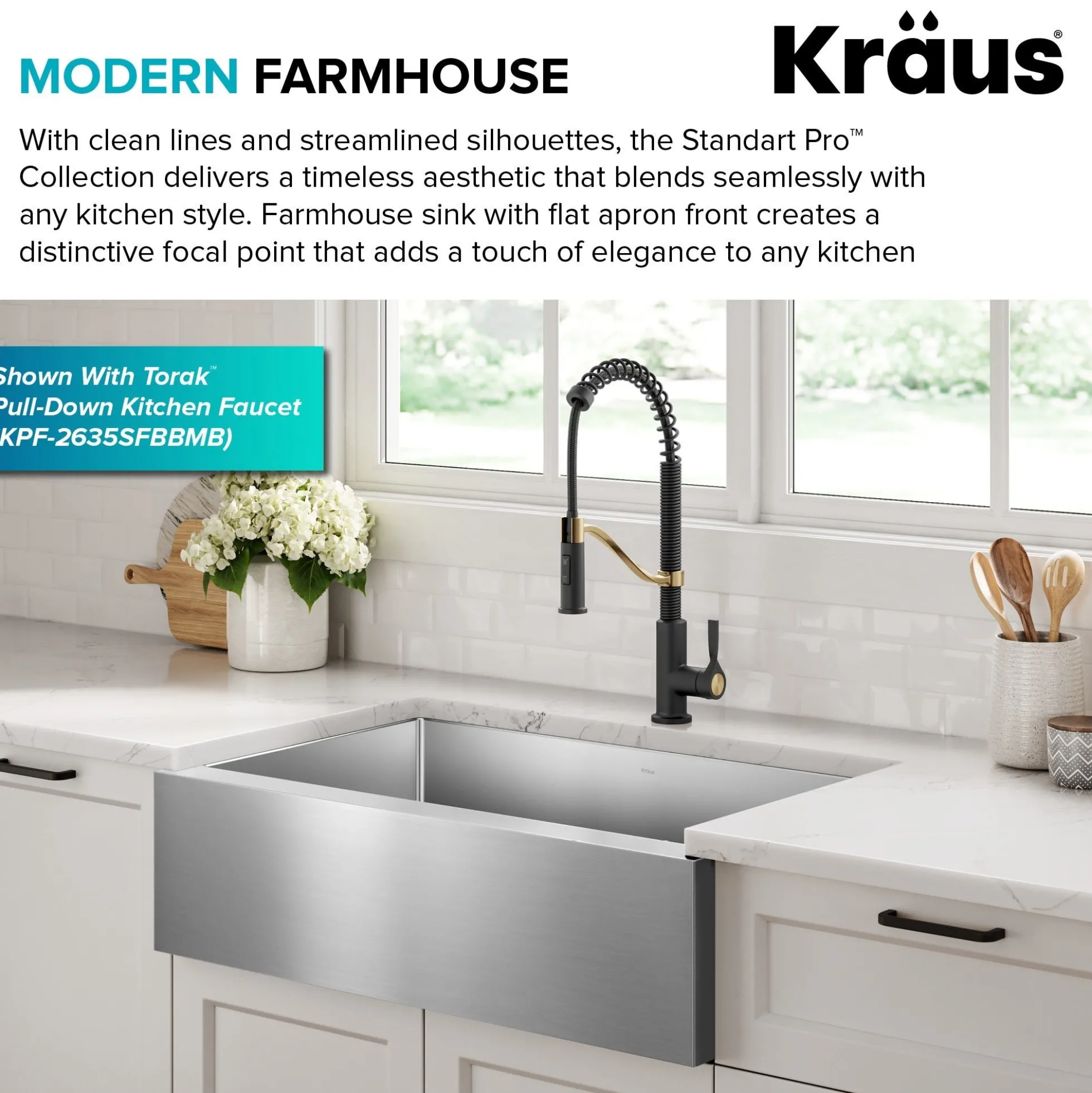 33" Flat Apron Front Farmhouse 16 Gauge Single Bowl Stainless Steel Kitchen Sink