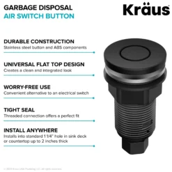 Flat-Top Garbage Disposal Air Switch Button in Matte Black