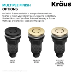 Flat-Top Garbage Disposal Air Switch Button in Matte Black