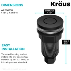 Flat-Top Garbage Disposal Air Switch Button in Matte Black