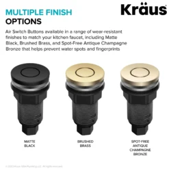 Flat-Top Garbage Disposal Air Switch Button in Brushed Brass