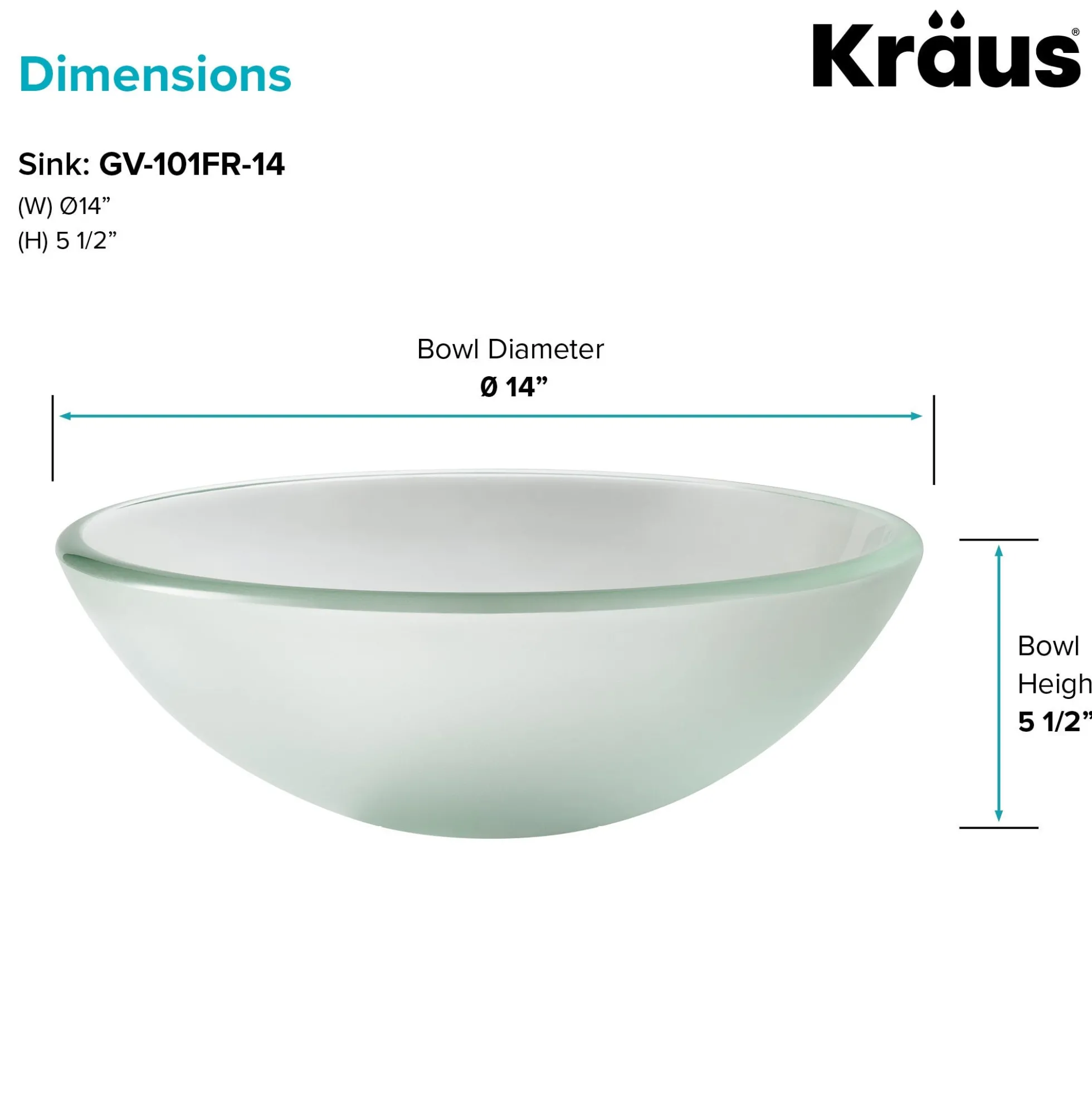 Frosted Glass Vessel 14" Bathroom Sink