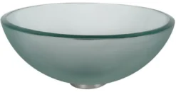 Frosted Glass Vessel 14" Bathroom Sink w/ Pop-Up Drain in Chrome