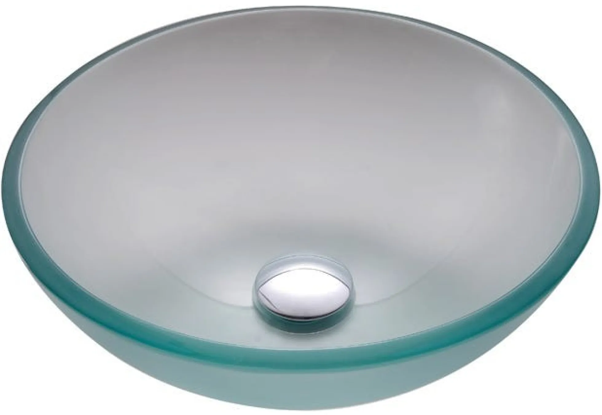 Frosted Glass Vessel 14" Bathroom Sink w/ Pop-Up Drain in Chrome