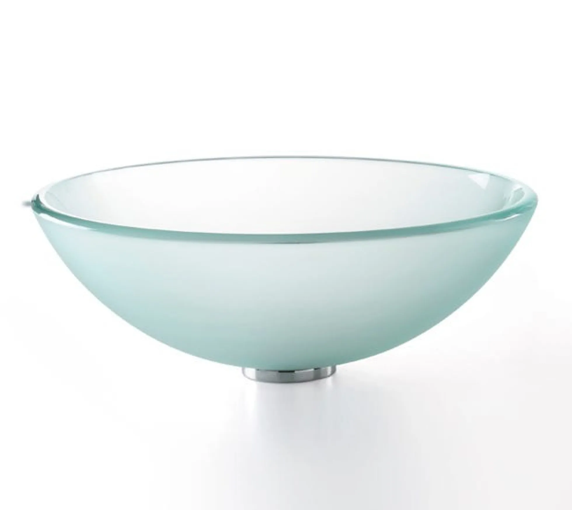 Frosted Glass Vessel 14" Bathroom Sink w/ Pop-Up Drain in Satin Nickel
