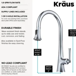 2-Function Single Handle Pull Down Kitchen Faucet in Chrome