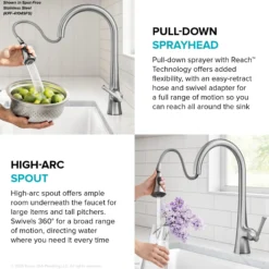 2-Function Single Handle Pull Down Kitchen Faucet in Chrome