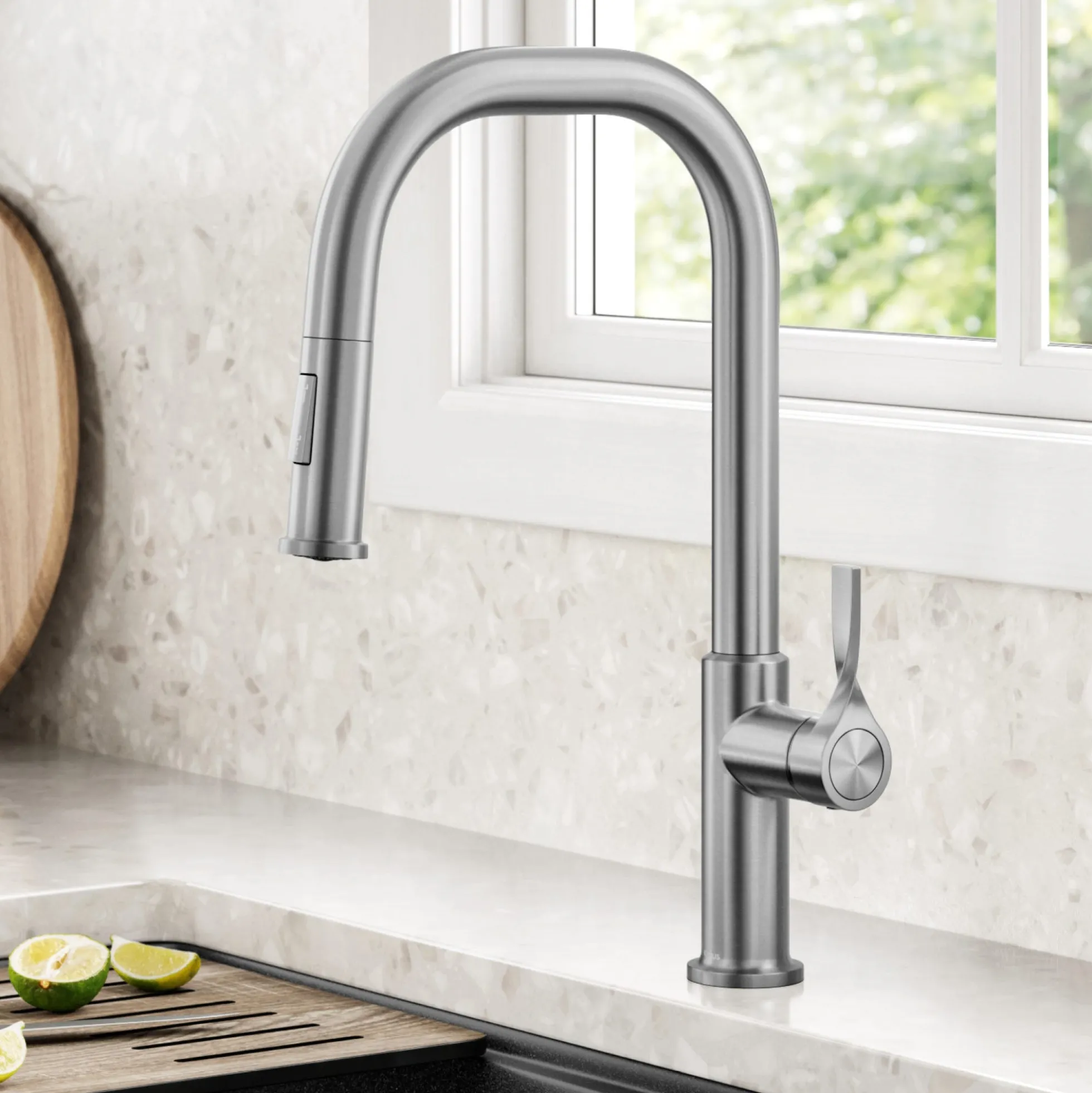 2-Function Single Handle Pull Down Kitchen Faucet in Spot-Free Stainless Steel