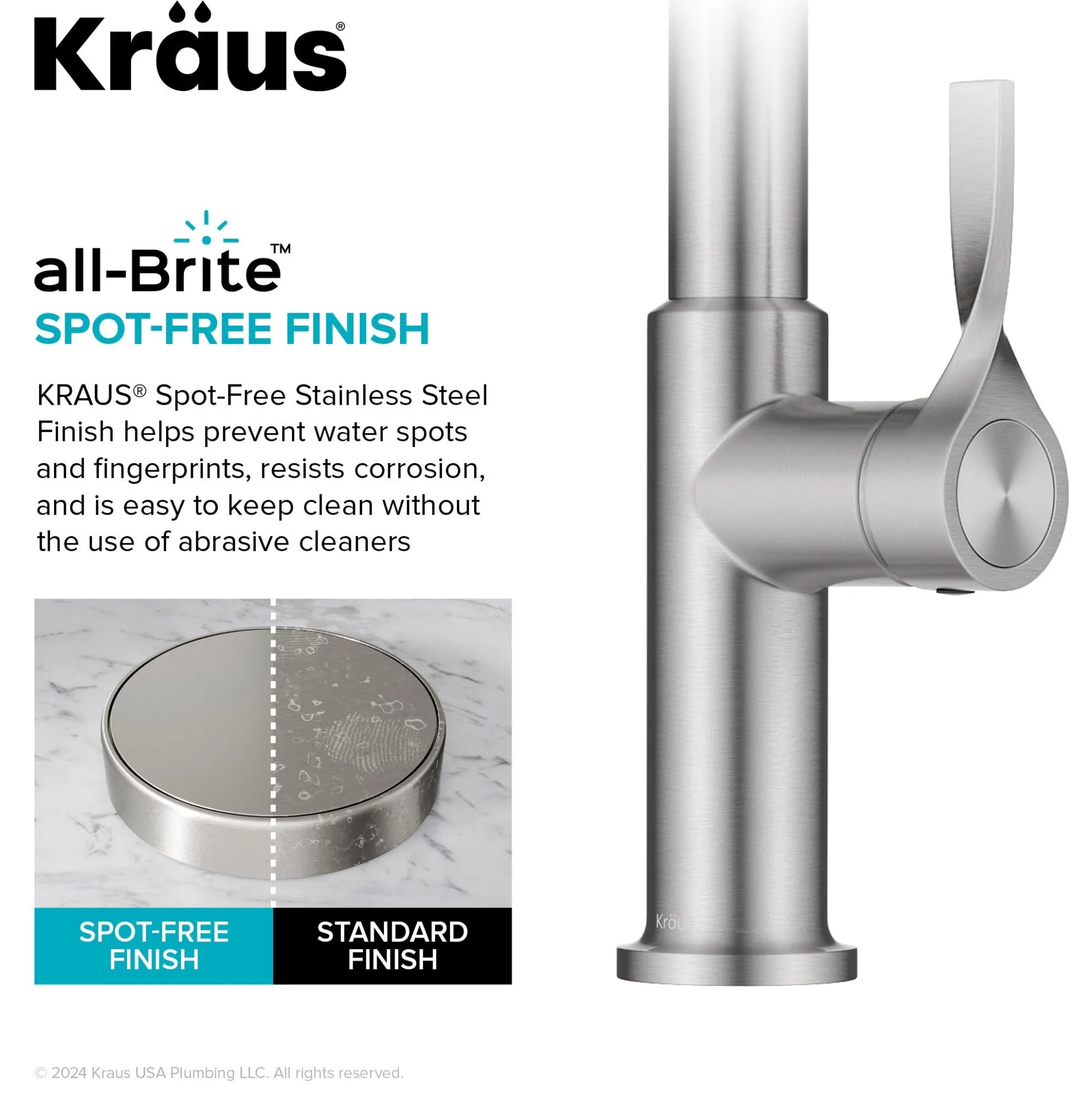 2-Function Single Handle Pull Down Kitchen Faucet in Spot-Free Stainless Steel