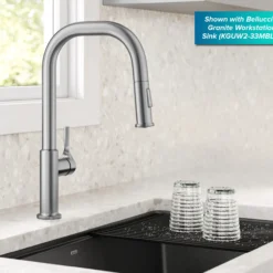 2-Function Single Handle Pull Down Kitchen Faucet in Spot-Free Stainless Steel