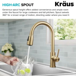 2-Function Single Handle Pull Down Kitchen Faucet in Spot-Free Brushed Brass