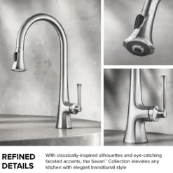 2-Function Single Handle Pull Down Kitchen Faucet in Brushed Gold