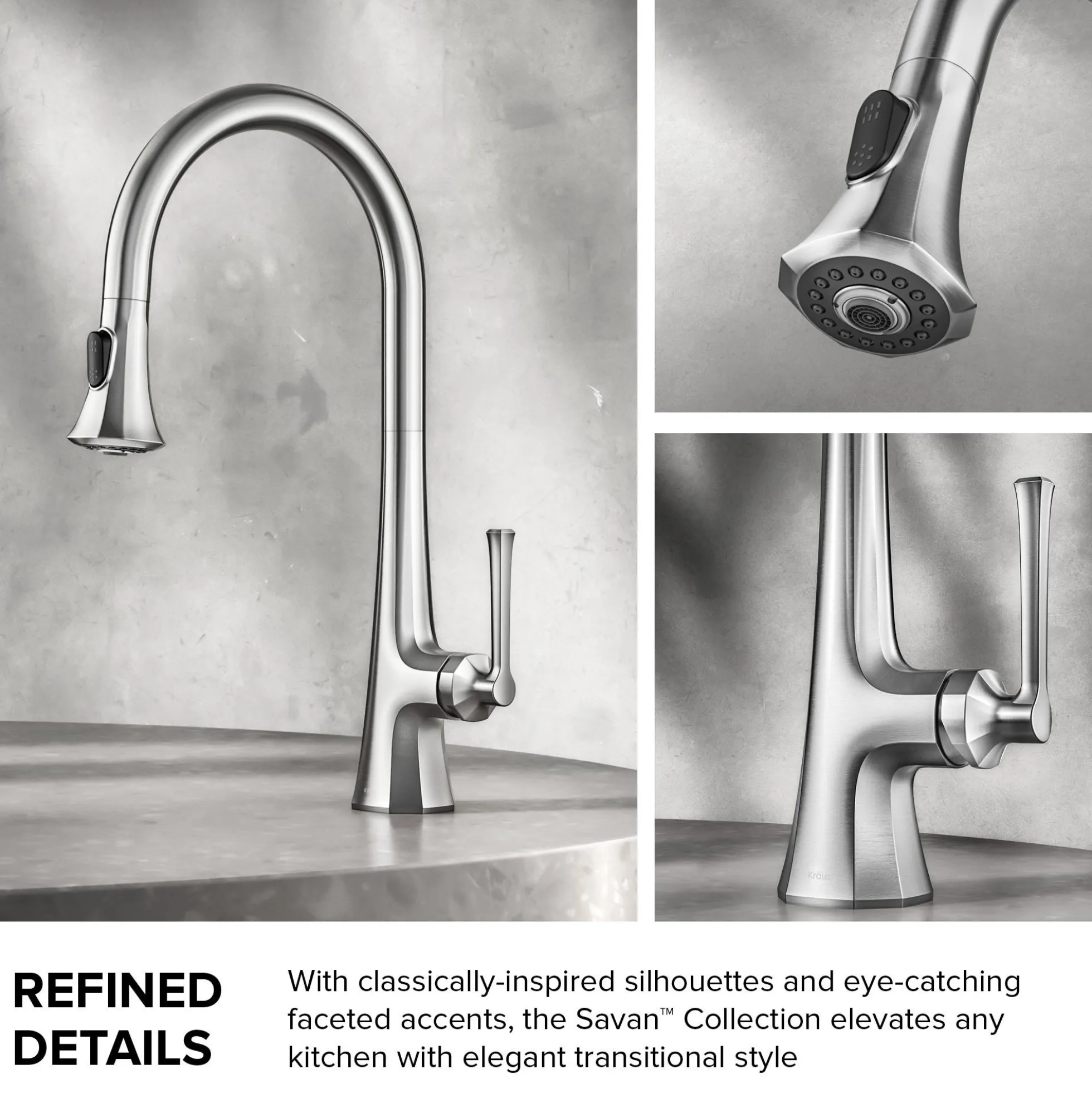 2-Function Single Handle Pull Down Kitchen Faucet in Brushed Gold