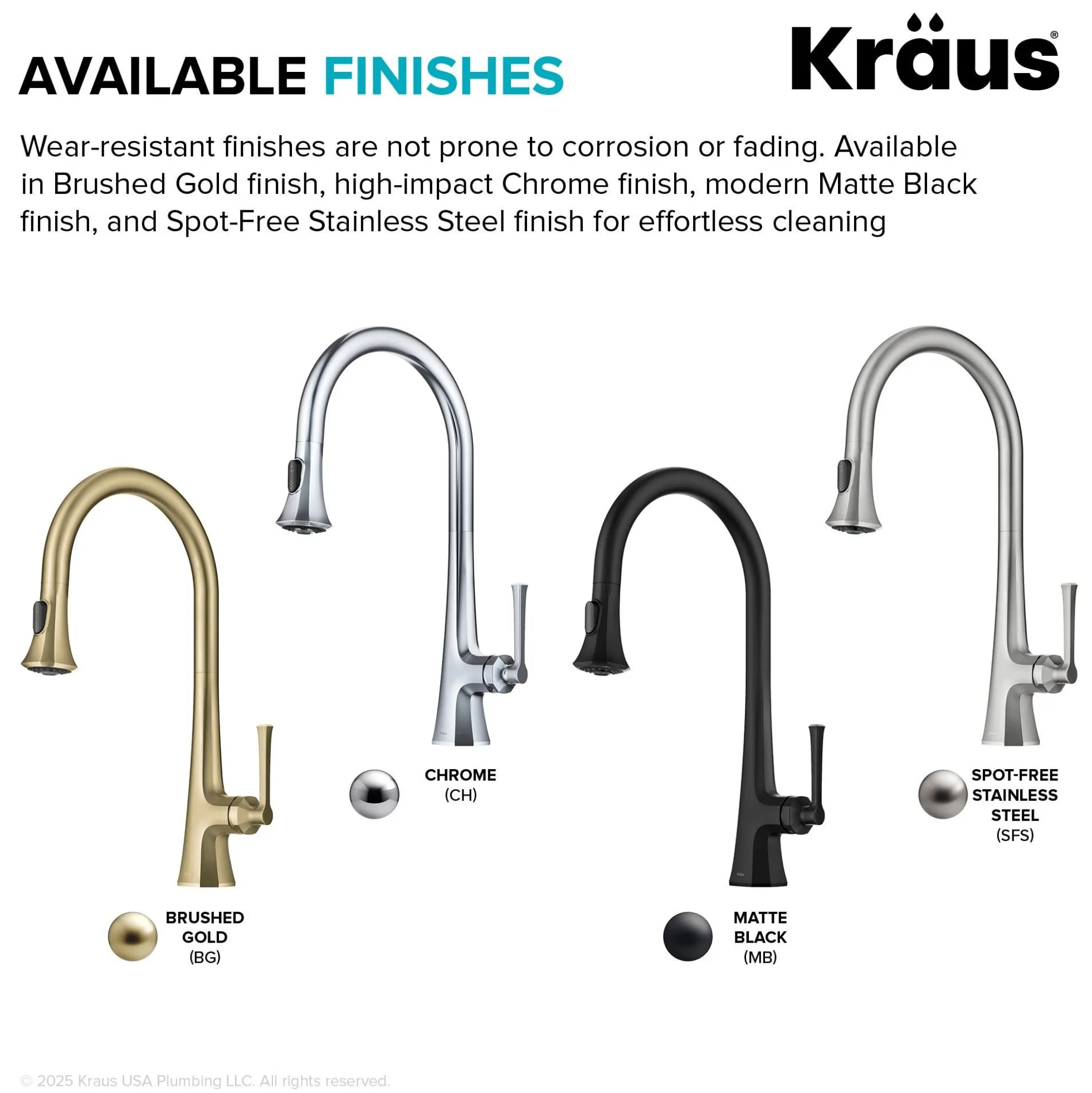 2-Function Single Handle Pull Down Kitchen Faucet in Brushed Gold