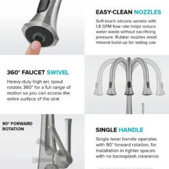 2-Function Single Handle Pull Down Kitchen Faucet in Spot-Free Stainless Steel