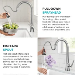 2-Function Single Handle Pull Down Kitchen Faucet in Spot-Free Stainless Steel