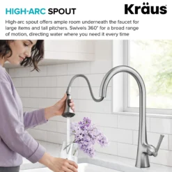 2-Function Single Handle Pull Down Kitchen Faucet in Spot-Free Stainless Steel