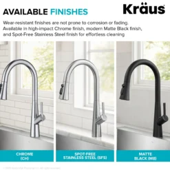 4-Function Single Handle Pull Down Kitchen Faucet with CleanSweep™ Blade Spray in Spot-Free Stainless Steel