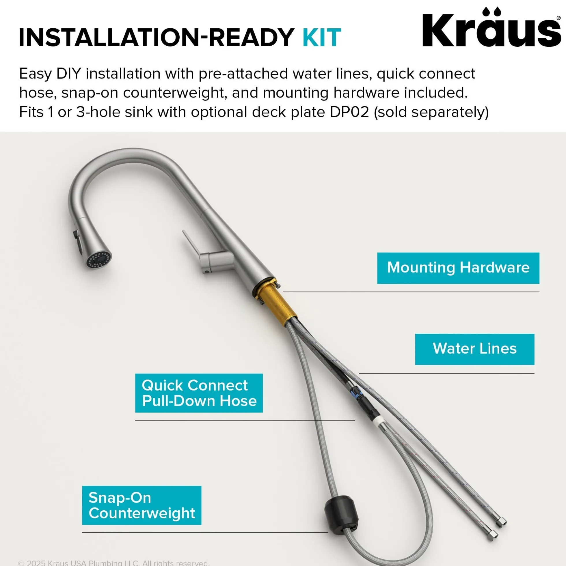 4-Function Single Handle Pull Down Kitchen Faucet with CleanSweep™ Blade Spray in Spot-Free Stainless Steel