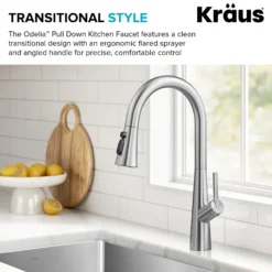 4-Function Single Handle Pull Down Kitchen Faucet with CleanSweep™ Blade Spray in Spot-Free Stainless Steel
