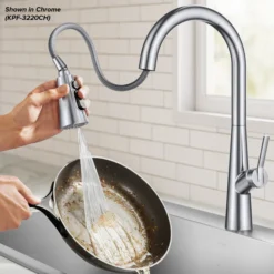 4-Function Single Handle Pull Down Kitchen Faucet with CleanSweep™ Blade Spray in Matte Black