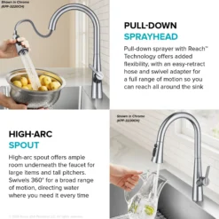 4-Function Single Handle Pull Down Kitchen Faucet with CleanSweep™ Blade Spray in Matte Black