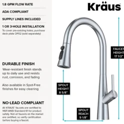 4-Function Single Handle Pull Down Kitchen Faucet with CleanSweep™ Blade Spray in Chrome