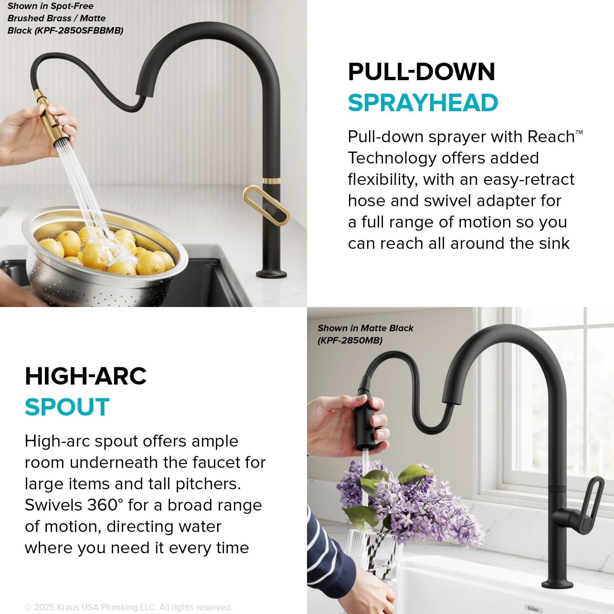 2-Function Single Handle Pull Down Kitchen Faucet in Spot-Free Stainless Steel