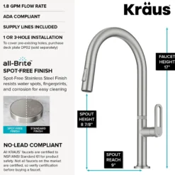 2-Function Single Handle Pull Down Kitchen Faucet in Spot-Free Stainless Steel
