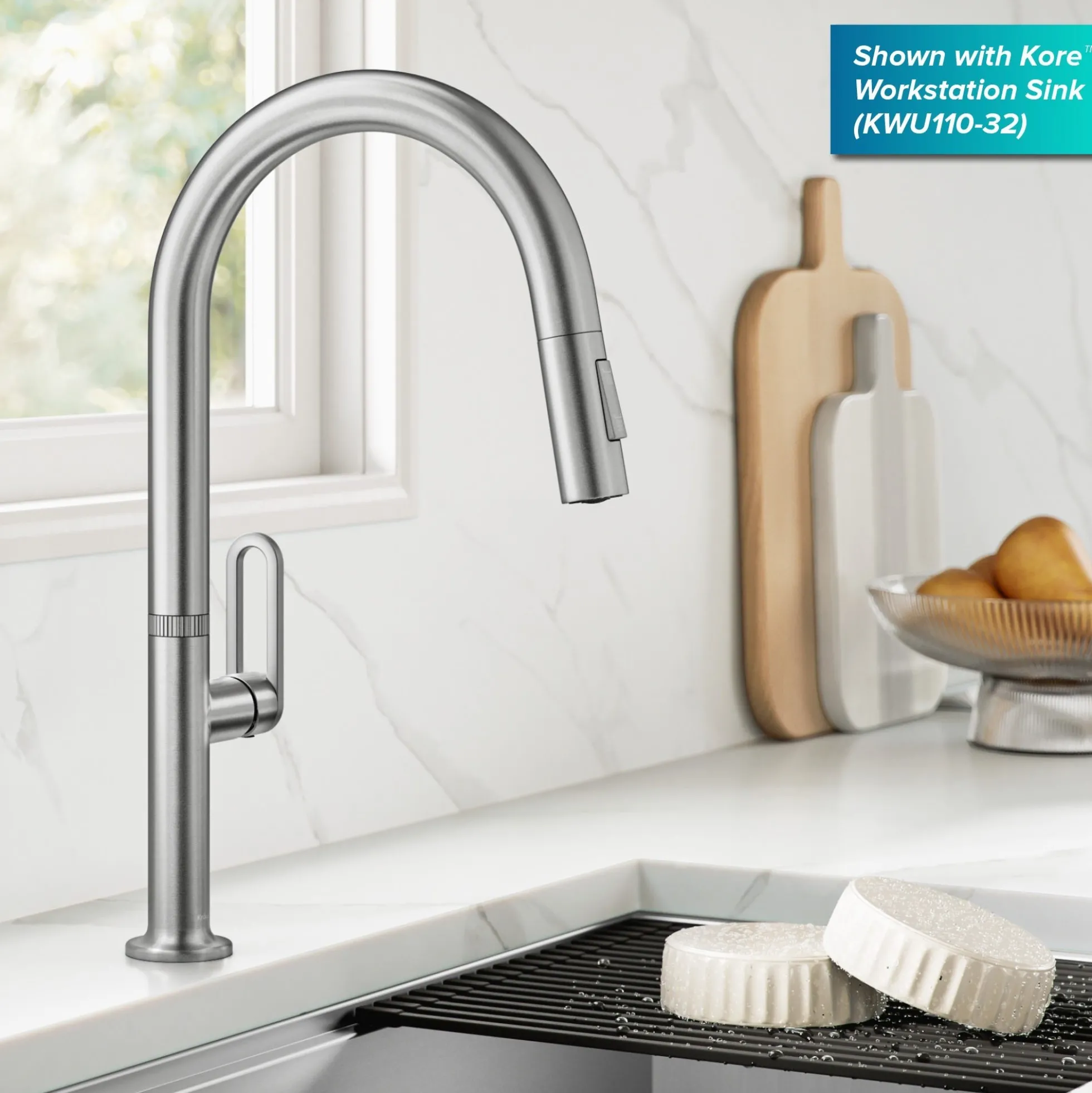 2-Function Single Handle Pull Down Kitchen Faucet in Spot-Free Stainless Steel