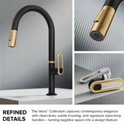 2-Function Single Handle Pull Down Kitchen Faucet in Spot-Free Brushed Brass
