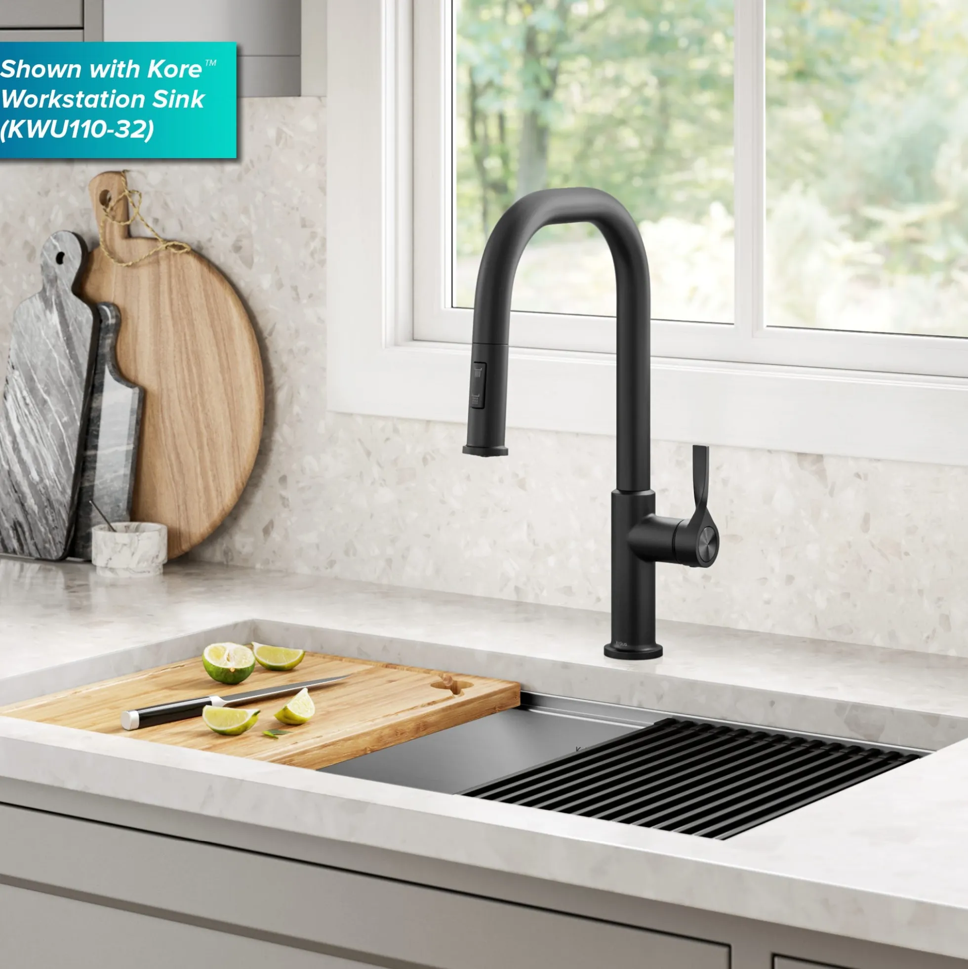 2-Function Single Handle Pull Down Kitchen Faucet in Matte Black